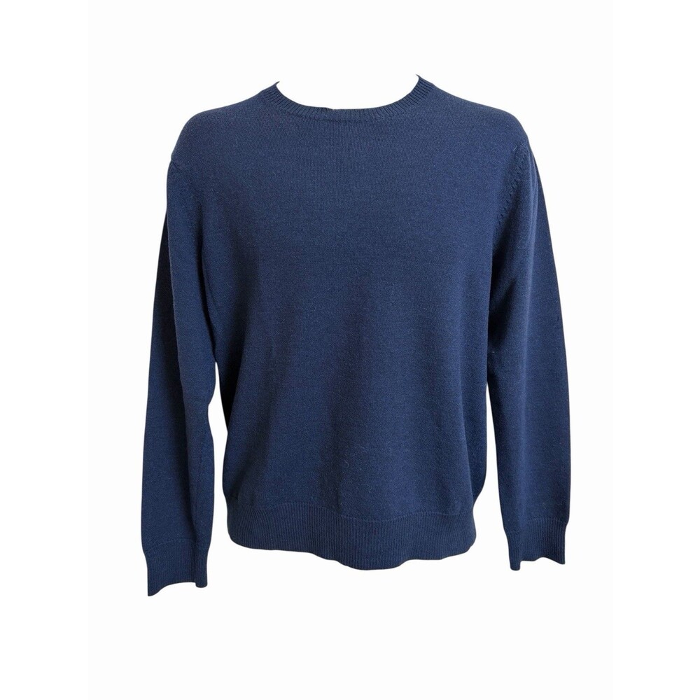 BANANA REPUBLIC Men's M  100% Merino Wool Sweater Navy Blue (Flawed)